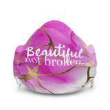 Beautiful Not Broken Pink Kintsugi Watercolor Premium face mask