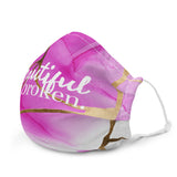Beautiful Not Broken Pink Kintsugi Watercolor Premium face mask