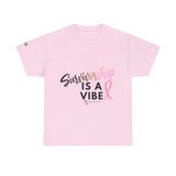 Survivorship Tee with Lift as We Climb on Sleeve