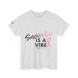 Survivorship Tee with Lift as We Climb on Sleeve